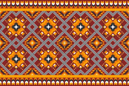 Illustration for Colorful ethnic geometric border pattern. Vector ethnic geometric square overlapping shape seamless pattern. Colorful ethnic pattern use for textile, home decoration elements, upholstery, wrapping. - Royalty Free Image