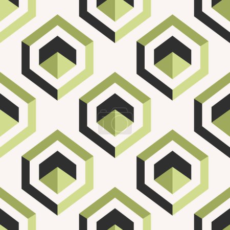 Illustration for Abstract cube isometric pattern. Vector abstract geometric 3d square with triangle shape seamless pattern modern color style. Abstract geometric pattern use for textile, wallpaper, cushion, cover, etc - Royalty Free Image