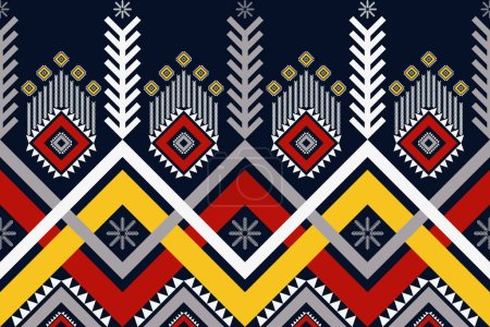 Illustration for Southwest Navajo geometric pattern. Vector ethnic tribal geometric shape seamless pattern colorful Navajo style. Southwest ethnic pattern use for textile, carpet, cushion, wallpaper, mural art, etc. - Royalty Free Image