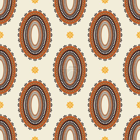 Illustration for Colorful African ethnic geometric pattern. Vector floral geometric oval shape seamless pattern african style. African pattern use for fabric, textile, home decoration elements, upholstery, wrapping. - Royalty Free Image