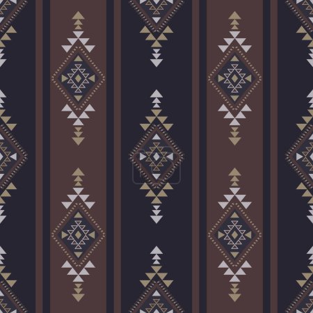 Illustration for Ethnic southwest vintage color stripes pattern. Vector ethnic geometric stripes seamless pattern vintage style. Southwest Navajo pattern use for fabric, textile, home decoration elements, upholstery. - Royalty Free Image