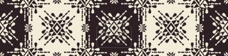 Illustration for Ethnic geometric black and white pattern. Vector aztec navajo black and white square geometric seamless pattern. Ethnic southwest pattern use for textile border, carpet, rug, runner decorative, etc. - Royalty Free Image