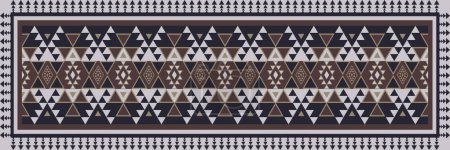 Illustration for Ethnic southwest rug vintage color pattern. Vector aztec navajo geometric shape vintage style. Southwest Navajo pattern use for home flooring interior decoration elements, table runner, bed runner. - Royalty Free Image