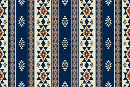 Illustration for Aztec Navajo vintage pattern. Vector aztec Navajo geometric stripes seamless pattern. Geometric southwest vintage pattern use for fabric, textile, home decoration elements, upholstery, wrapping, etc. - Royalty Free Image