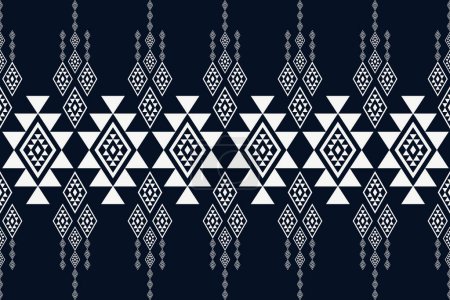 Illustration for Ethnic southwest blue-white color pattern. Vector ethnic Navajo geometric shape seamless pattern. Southwest Navajo pattern use for fabric, textile, home decoration elements, upholstery, wrapping, etc. - Royalty Free Image