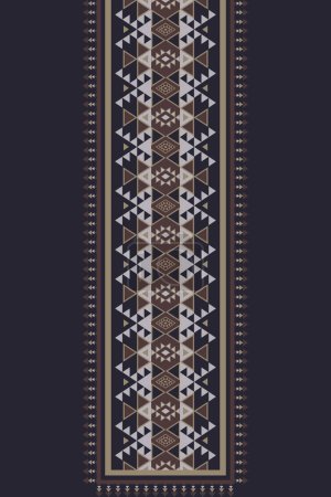 Illustration for Ethnic dress, shirts pattern. Ethnic neckline embroidery pattern. Vector ethnic geometric neckline Navajo traditional pattern. Tribal art shirts fashion. Neck embroidery border ornaments vintage style - Royalty Free Image