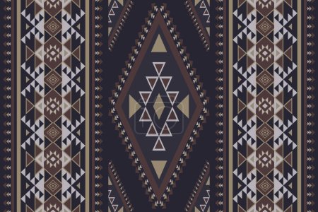 Illustration for Southwest Navajo geometric stripes pattern. Vector ethnic southwest geometric shape seamless pattern. Ethnic Navajo geometric pattern use for textile border, carpet, area rug, runner decorative, etc. - Royalty Free Image