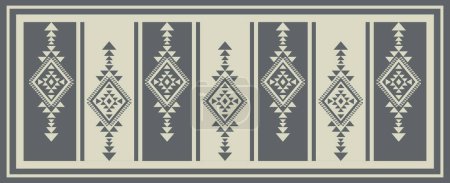 Ilustración de Patrón geométrico étnico suroeste. Vector azteca Navajo forma geométrica patrón de color monocromo. Southwest Navajo patrón geométrico uso para borde, alfombra, alfombra de área, tapiz, corredor decorativo, etc.. - Imagen libre de derechos