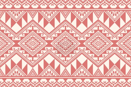 Illustration for Aztec tribal colorful geometric pattern. Vector aztec tribal geometric shape seamless pattern colorful style. Ethnic geometric pattern use for textile, carpet, cushion, quilt, wallpaper, upholstery. - Royalty Free Image
