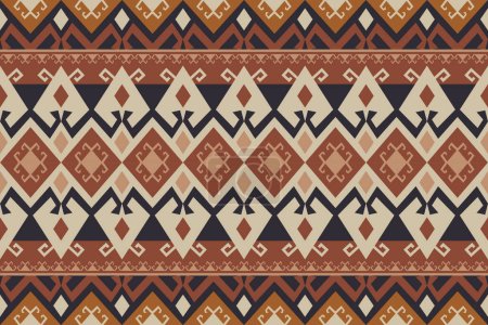 Illustration for Aztec Kilim geometric pattern. Vector aztec tribal geometric shape seamless pattern vintage style. Ethnic geometric pattern use for fabric, textile border, carpet, cushion, wallpaper, upholstery, etc. - Royalty Free Image