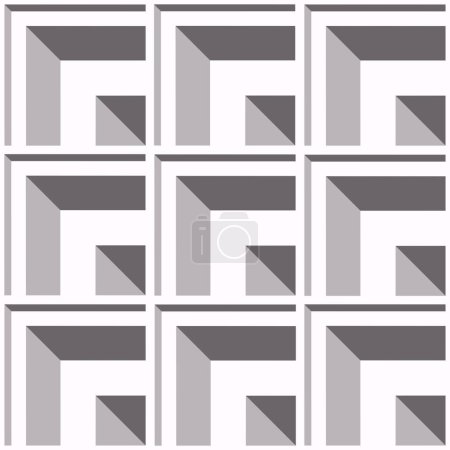 Illustration for Abstract geometric pattern. Vector abstract geometric 3d square box, cube shape seamless pattern monochrome grey color. Use for background, wallpaper, mural art, upholstery, wrapping, etc. - Royalty Free Image