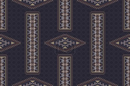 Illustration for Aztec tribal geometric vintage pattern. Vector aztec kilim geometric shape seamless pattern. Ethnic tribal geometric pattern use for fabric, textile, wallpaper, cushion, carpet, rug, upholstery, etc. - Royalty Free Image