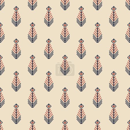 Illustration for Ethnic small herringbone colorful pattern. Vector small geometric floral pixel art seamless pattern. Ethnic geometric pattern use for fabric, textile, home decoration elements, upholstery, wrapping. - Royalty Free Image