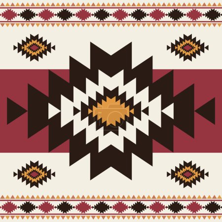 Illustration for Southwest navajo geometric pattern. Vector ethnic southwestern geometric shape seamless pattern. Traditional native American pattern use for fabric, textile, home decoration elements, upholstery, etc. - Royalty Free Image