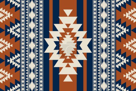 Ilustración de Sudoeste navajo patrón geométrico colorido vintage. Vector étnico patrón geométrico sin costura suroeste. Uso tradicional de patrones nativos americanos para textiles, elementos de decoración para el hogar, tapicería. - Imagen libre de derechos