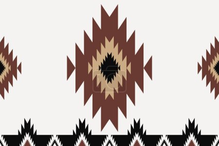 Illustration for Southwestern geometric border pattern. Vector Aztec Navajo geometric shape seamless pattern rustic bohemian style. Southwest geometric pattern use for textile border, home decoration elements, etc. - Royalty Free Image