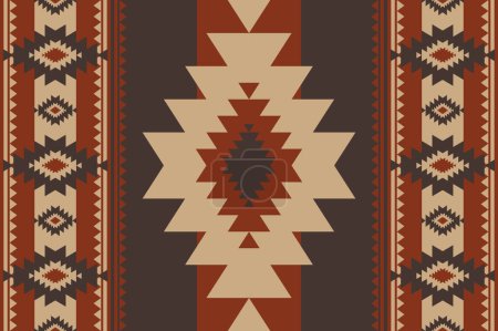 Téléchargez les illustrations : Modèle de rayures géométriques navajo du sud-ouest. Vector aztec forme géométrique sud-ouest motif sans couture style bohème rustique. Utilisation ethnique du motif sud-ouest pour le textile, tapis, coussin, tapisserie d'ameublement, etc. - en licence libre de droit