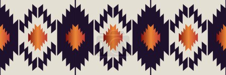 Aztekisches südwestliches farbenfrohes Grenzmuster. Vector bunten einheimischen amerikanischen geometrischen Läufer Teppich nahtlose Muster. Ethnische Musterverwendung für Textilbordüre, Tischläufer, Tischdecke, Bodenteppich.
