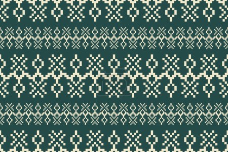 Illustration for Aztec tribal embroidery stripes pattern. Vector ethnic geometric embroidery stripes seamless pattern. Ethnic geometric pattern use for fabric, textile, home decoration elements, upholstery, etc. - Royalty Free Image