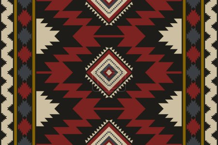 Illustration for Aztec southwest colorful pattern. Vector native American southwestern geometric shape seamless pattern rustic bohemian style. Southwest geometric pattern use for textile, home decoration elements, etc - Royalty Free Image