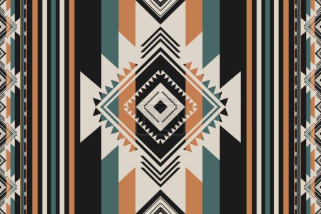 Illustration for Aztec southwest stripes pattern. Vector Native American southwestern geometric stripes seamless pattern rustic bohemian vintage style. Ethnic southwest pattern use for textile, home decoration element - Royalty Free Image