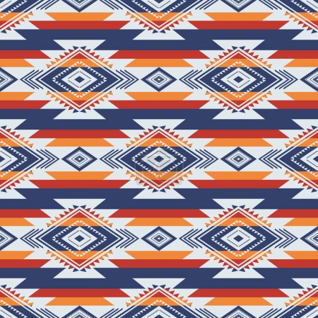 Illustration for Colorful southwest stripes pattern. Vector Native American southwestern geometric stripes seamless pattern. Ethnic southwest pattern use for fabric, textile, home decoration element, upholstery, etc. - Royalty Free Image