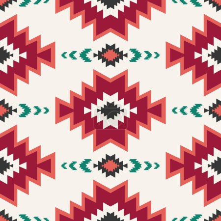 Illustration for Aztec southwest colorful pattern. Vector colorful aztec geometric shape seamless pattern southwestern style. Ethnic geometric pattern use for fabric, textile, home decoration elements, upholstery, etc - Royalty Free Image