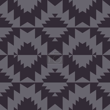 Illustration for Aztec southwest monochrome gray pattern. Vector aztec southwestern geometric shape seamless pattern monochrome color. Ethnic geometric pattern use for textile, home decoration elements, upholstery. - Royalty Free Image