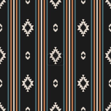 Illustration for Western aztec geometric stripes pattern. Vector aztec geometric colorful stripes seamless pattern southwestern style. Ethnic geometric pattern use for fabric, textile, home decoration elements, etc. - Royalty Free Image