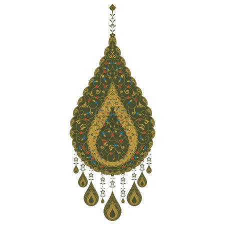 Illustration for Drop-shaped illumination pattern inspired by Ottoman calligraphy - Royalty Free Image