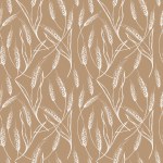 Cute seamless repeating pattern with ears of wheat on a beige background. Floral ornament with an ear of wheat. Drawn by hand. Delicate pattern, minimalist style, sketch.Vector