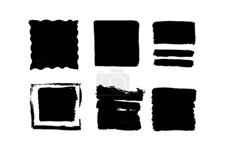 Square spot shapes drawn in ink grunge style vector illustration. Design element with texture , abstract template background, substrate