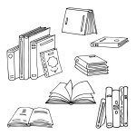 Books hand drawn doodle vector illustration isolated white background. The concept of curiosity, study, reading, science, library, learning,bookstore,school, literature. For design, print, paper, card
