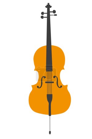 Illustration for Cello bass-viol Musical instrument hand drawn, flat vector illustration for music education, orchestra,violin family. Cartoon Violoncello for flyer, brochure, card poster, template, print, logo, paper - Royalty Free Image