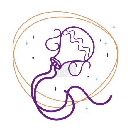 Aquarius zodiaco signo boceto dibujado a mano abstracto moderno astrológico constelación tarjeta diseño vector ilustración. Fondo de símbolo de estrella mística para tatuaje, impresión, papel, icono, póster, logotipo, volante