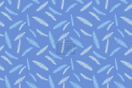 Foto de Vector dibujado a mano pequeño, abstracto, patrón de ramas. Estampado floral suavemente azul. Plantilla para textiles, diseño de superficies, moda, tela, papel pintado - Imagen libre de derechos