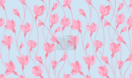 Nahtlos einfache, abstrakte Zweige blühen im Muster. Vector handgezeichnete ditsy, winzige Blumen. Vorlage für Design, Stoff, Inneneinrichtung, Textil, Stoff, Tapete, Oberflächengestaltung