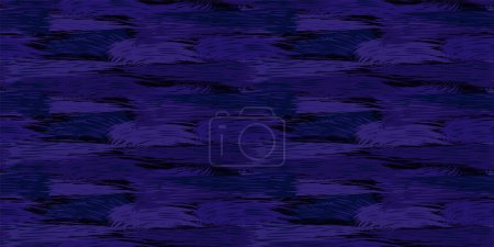 Foto de Monocromo azul oscuro aceite desordenado pinceladas dinámicas textura patrón sin costuras. Salpicaduras artísticas de pintura sobre un fondo oscuro. Vector dibujado a mano. Impresión abstracta con líneas horizontales modeladas. - Imagen libre de derechos