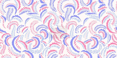 Seamless pattern with purple texture branches in tiny shapes dots, drops, spots. Light background with abstract textured twisted stems. Simple cute pink monogram patterned. Vector hand drawn sketch.