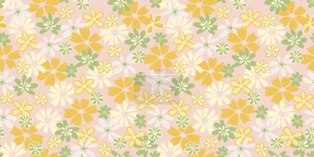Cute creative groovy flowers seamless pattern. Vector hand drawn sketch doodle. Abstract liberty floral light printing. Template for designs, notebook cover, childish textiles