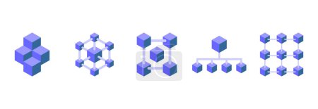 Ilustración de Blockchain icono conjunto, vector blockchain conjunto diseño plano signo símbolo - Imagen libre de derechos