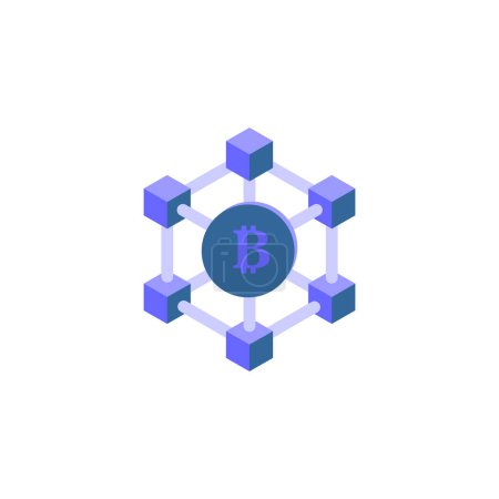 Téléchargez les illustrations : Ensemble d'icônes blockchain, ensemble vectoriel blockchain plat symbole de signe de conception - en licence libre de droit
