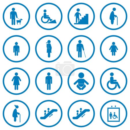 Ilustración de Icono de accesibilidad conjunto de instalaciones públicas icono conjunto símbolo de signo de vector - Imagen libre de derechos