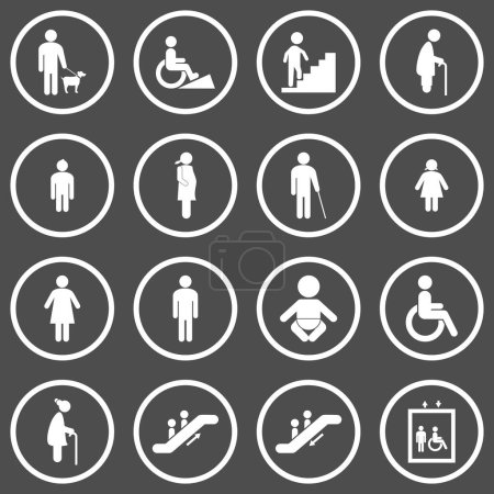 Ilustración de Icono de accesibilidad conjunto de instalaciones públicas icono conjunto símbolo de signo de vector - Imagen libre de derechos