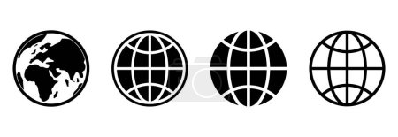Téléchargez les illustrations : Ensemble d'icônes de globe, ensemble de vecteurs de globe, symbole de globe - en licence libre de droit