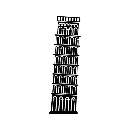 Ilustración de Pizza torre inclinada imagen vector ilustraciones silueta - Imagen libre de derechos