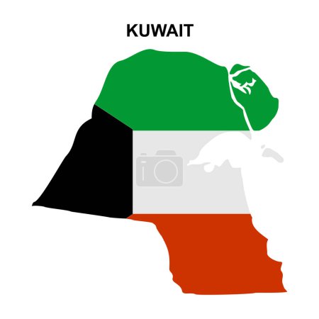 Illustration for Map of Kuwait with national flag icon vector symbol. - Royalty Free Image
