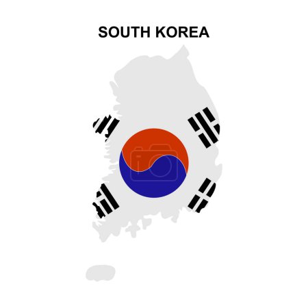 Téléchargez les illustrations : Cartes de Corée du Sud avec des drapeaux nationaux icône signe vectoriel symbole - en licence libre de droit