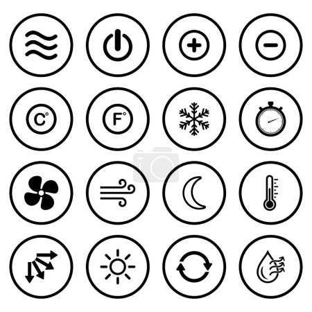 Illustration for Air conditioner, ventilations icon set vector sign symbol - Royalty Free Image