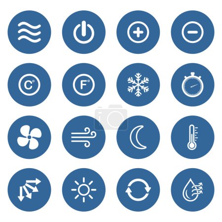 aire acondicionado, ventilaciones icono conjunto vector signo símbolo